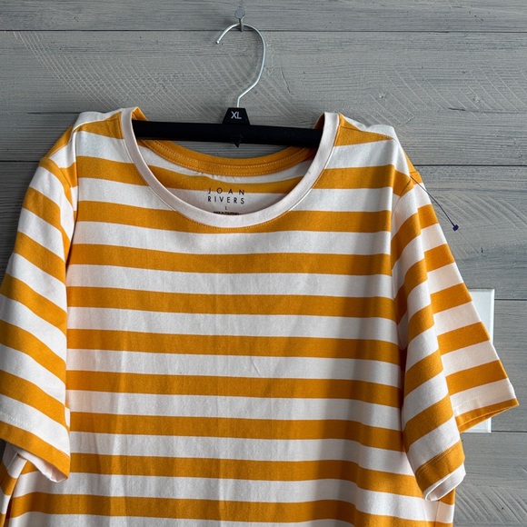Joan Rivers Mustard and White Striped Tee - Picture 4 of 8